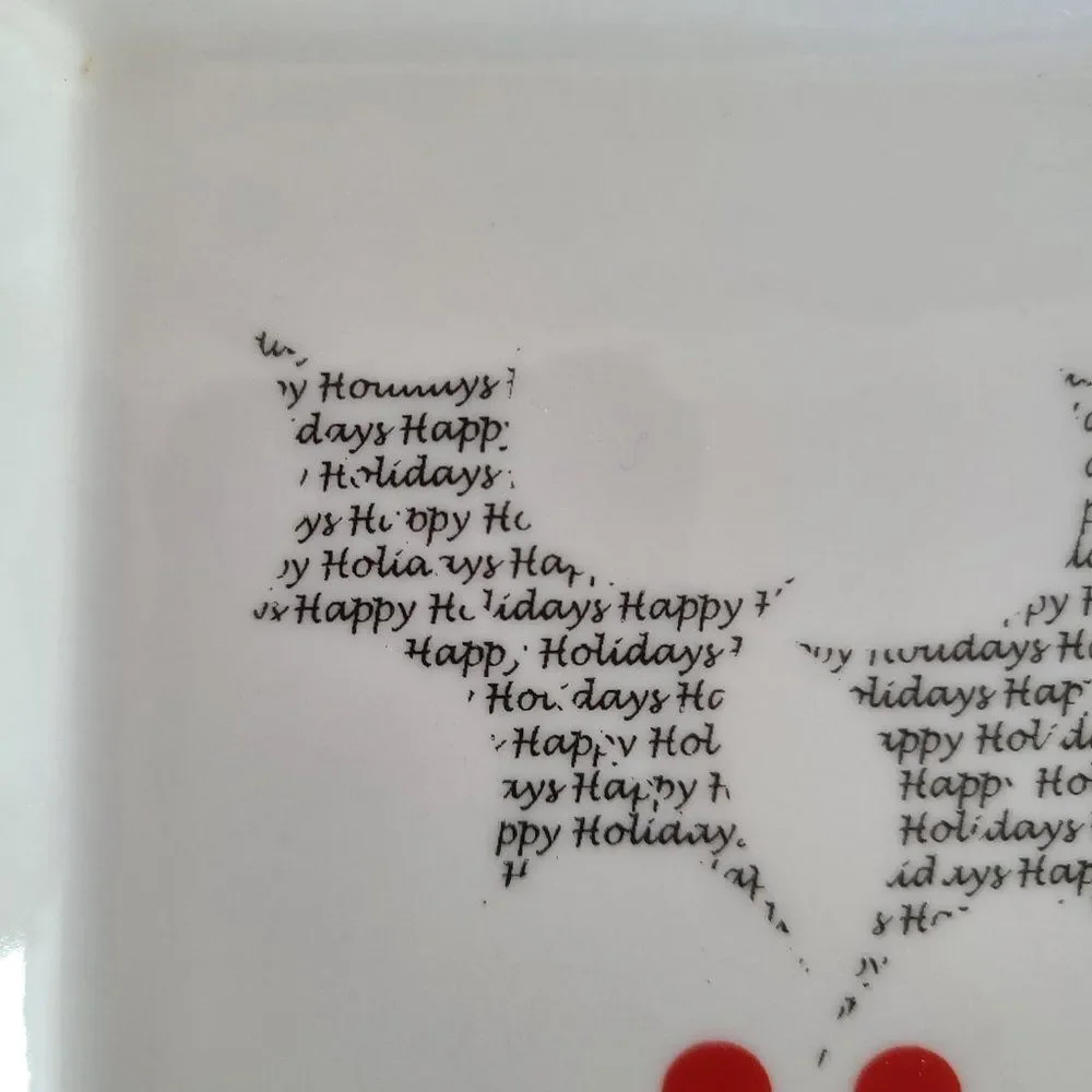 Bia Christmas Motif Holly Leaves and Berries Mini Plate Platter Dish